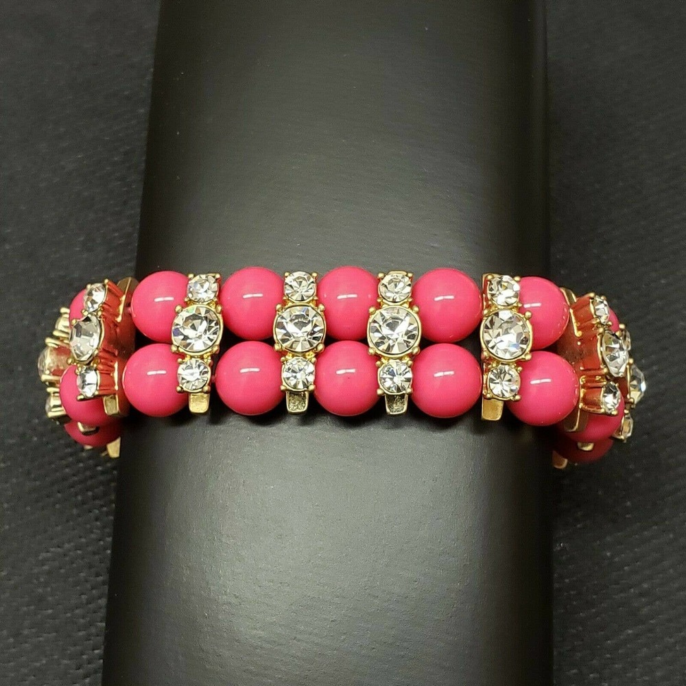 J. Crew Pink Beaded Bracelet Rhinestones